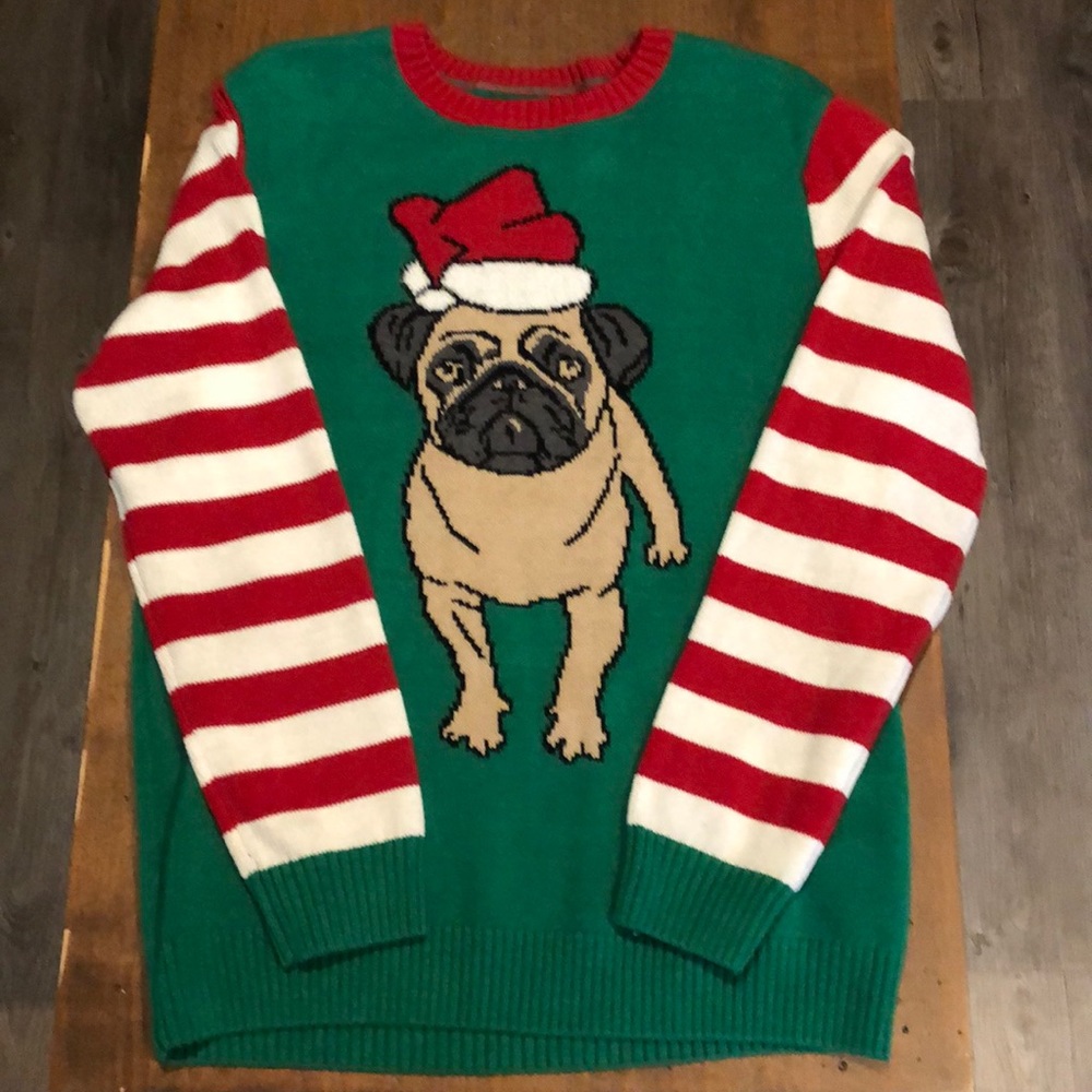 Ugly Christmas sweater w pug!